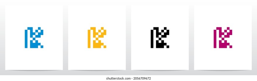 Pixel Square Rectangle Letter Logo Design K