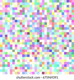 Pixel square tiled mosaic background - geometrical vector graphic design from light colored squares