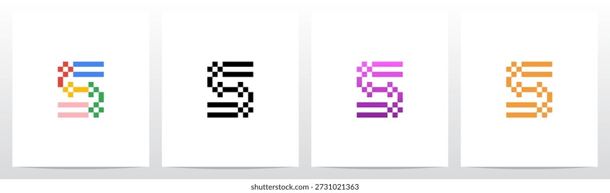 Cuadrados de píxeles Rectángulos Cuadrícula Letra Logotipo inicial Diseño S