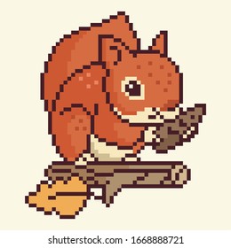 Pixel Squirrel Cartoon Animal Design