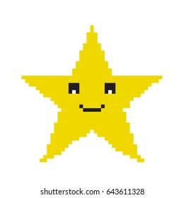 Pixel star icon. 8-bit Pixel star game. Vector.