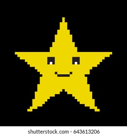 Pixel star icon. 8-bit Pixel star. Vector.