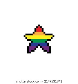  pixel star LGBT icon vector. rainbow,  pride icon vector  pixel art for 8 bit game