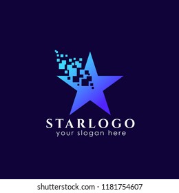 pixel star logo design template