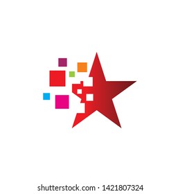 pixel star media logo design color 