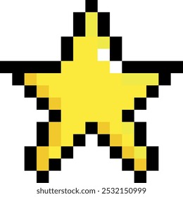 Pixel star. Retro game symbol. Ui element