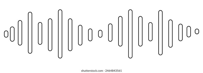 Pixel stereo waveform. Audio music sound wave. Audio spectrum. Equalizer, vibration, soundwave, voice on white background.