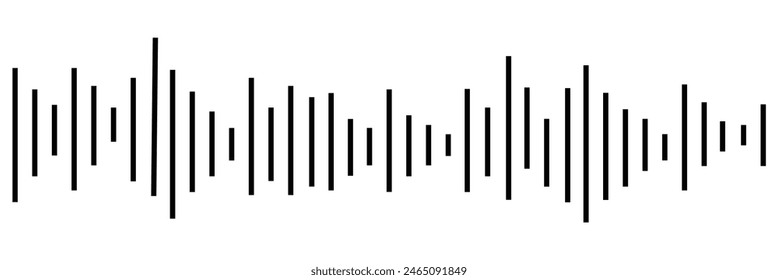 Forma de onda estéreo de píxeles. Sonido de audio y música. Espectro de audio. Ecualizador, vibración, onda de sonido, voz sobre fondo blanco.