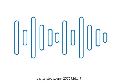Pixel stereo waveform. Audio music sound wave. Audio spectrum. Equalizer, vibration, soundwave, voice on white background.