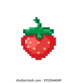 Pixel strawberry illustration. Isolated pixel art strawberry icon vector. 8 bit style.