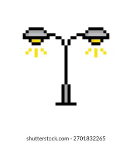 Pixel Street Light 8 Bit Art Vector Park Logo del icono de la farola para el juego