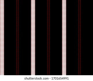 Pixel stripe seamless pattern with Black, Red and white colors vertical parallel stripes.Vector stripe pattern abstract background.
