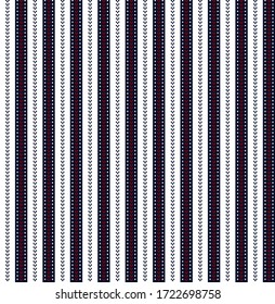 Pixel stripe seamless pattern with Navy blue, Red and white colors vertical parallel stripe.Vector abstract background.