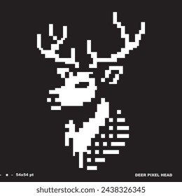 In: Pixel Style Art Deer Head. Vektorgrafik. 