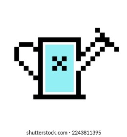 Pixel style art gardening sprinkler minimalist vector illustration. Retro game design. Eighties computer games 8 bit game. Game consoles cartridge. Mosaic illustration isolated white background icon.