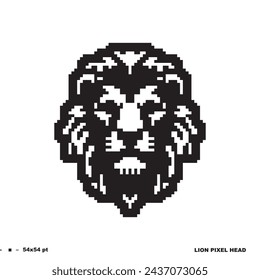 Pixel style art lion head. Vector illustration