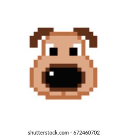 Pixel style blown dog - isolated vector illustration