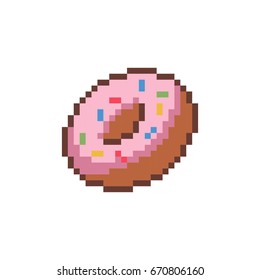 Pixel estilo delicioso donut - ilustração vetorial isolada