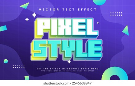 Efeito de texto vetorial editável de estilo de pixel, com estilo de pixel. Adequado para o tema de tecnologia.