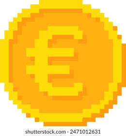 pixel style euro currency gold coin vector