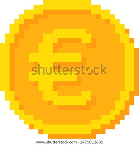 pixel style euro currency gold coin vector