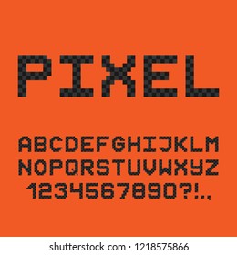 Pixel style font. 8-bit game alphabet. Vector.