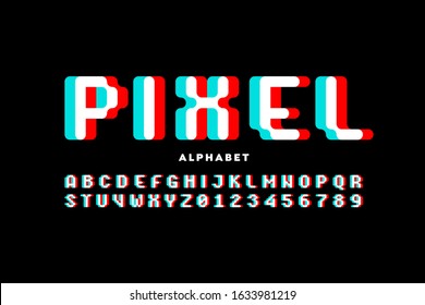 Pixel Style Font, Alphabet Letters And Numbers, Vector Illustration