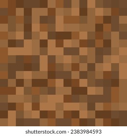 Pixel Style Game Dirt Block Vector Texture. Game Ground Pixelated Seamless Background. Minecraft Style Vector Illustration. 8-bit Pixel Art.