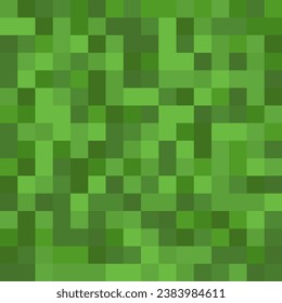 Pixel Style Game Grass Block Vector Texture. Game Ground Pixelated Seamless Background. Minecraft Style Vector Illustration. 8-bit Pixel Art.