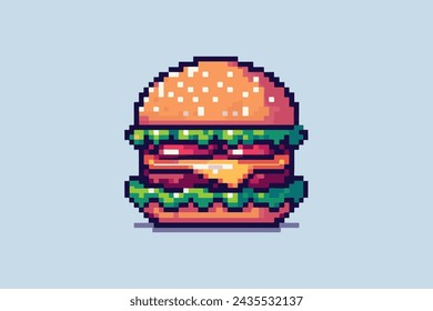 Pixel style hamburguer 8 bits art food icon