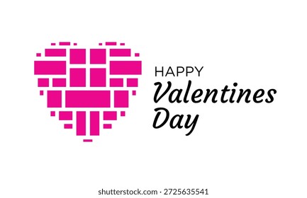 Estilo de píxel Forma del corazón Feliz Día de San Valentín Diseño mínimo