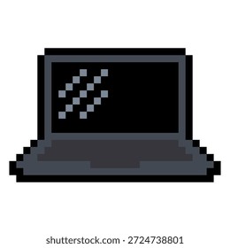 Icono del ordenador portátil del estilo del pixel aislado en el fondo blanco