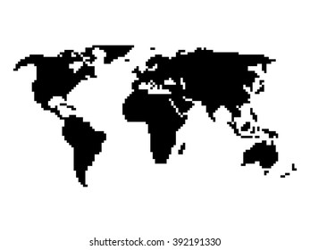 Pixel style map of world