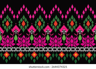 Patrón de estilo de píxeles, flor de loto.