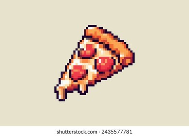 Pixel style pizza 8 bits art illustration