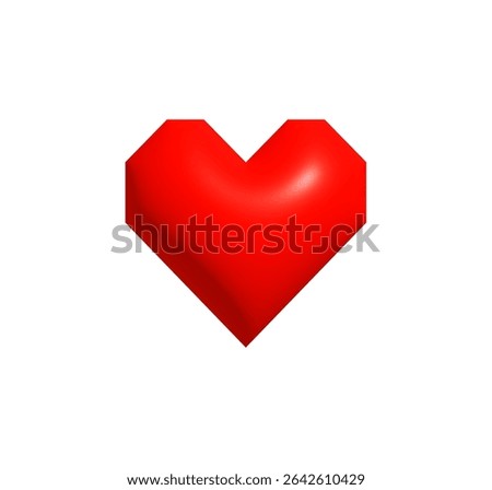 Pixel Style Red Heart Icon for Valentines Day, gamer love message, Minecraft sticker, geek greeting card, digital chat, blocky emoji, retro-style romance and fun couple gift. Vector Illustration