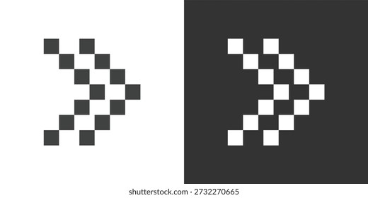 Conjunto de iconos de flecha derecha de estilo de píxel. Iconos de la serie de glifos sólidos