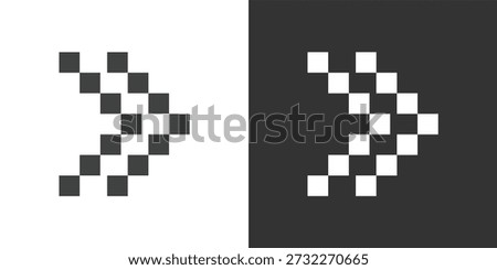 Pixel Style Right Arrow icon set. Solid glyph series icons