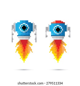 pixel style robot set