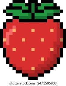 pixel style strawberry fruit vector