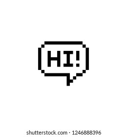 Pixel style text bubble Hi - isolated vector illustration