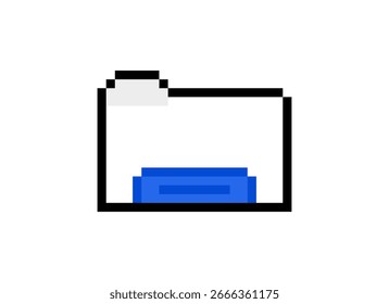 estilo pixel ícone de pasta branca. conceito de tecnologia. ícone web