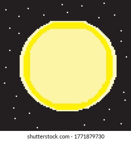 Imagen de sol de píxeles. Ilustración vectorial del arte de píxeles.