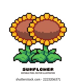 Pixel sunflower vector illustration for video game asset, motion graphic and others