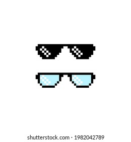 Pixel sunglasses clip art vector