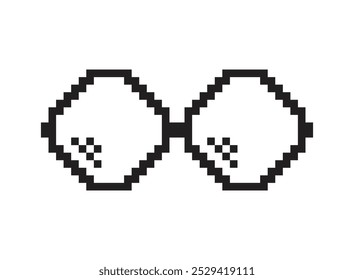 Pixel sunglasses icon in flat style. Glasses vector illustration on isolated background. Funny accessory sign business concept.