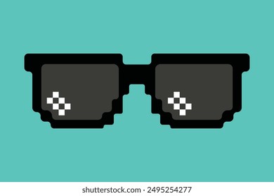 Pixel sunglasses for retro illustration