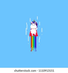 Pixel super unicorn.8 bit character.