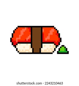 Pixel sushi icon, 8Bit sushi. Pixel Art sushi, Vector Illustration isolated on white background.