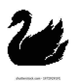 Pixel swan. Pixel art 8 bit vector illustration